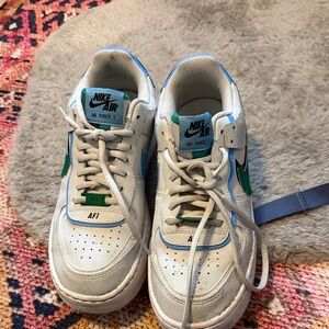 Nike Air Force 1 with Blue and Green Accents